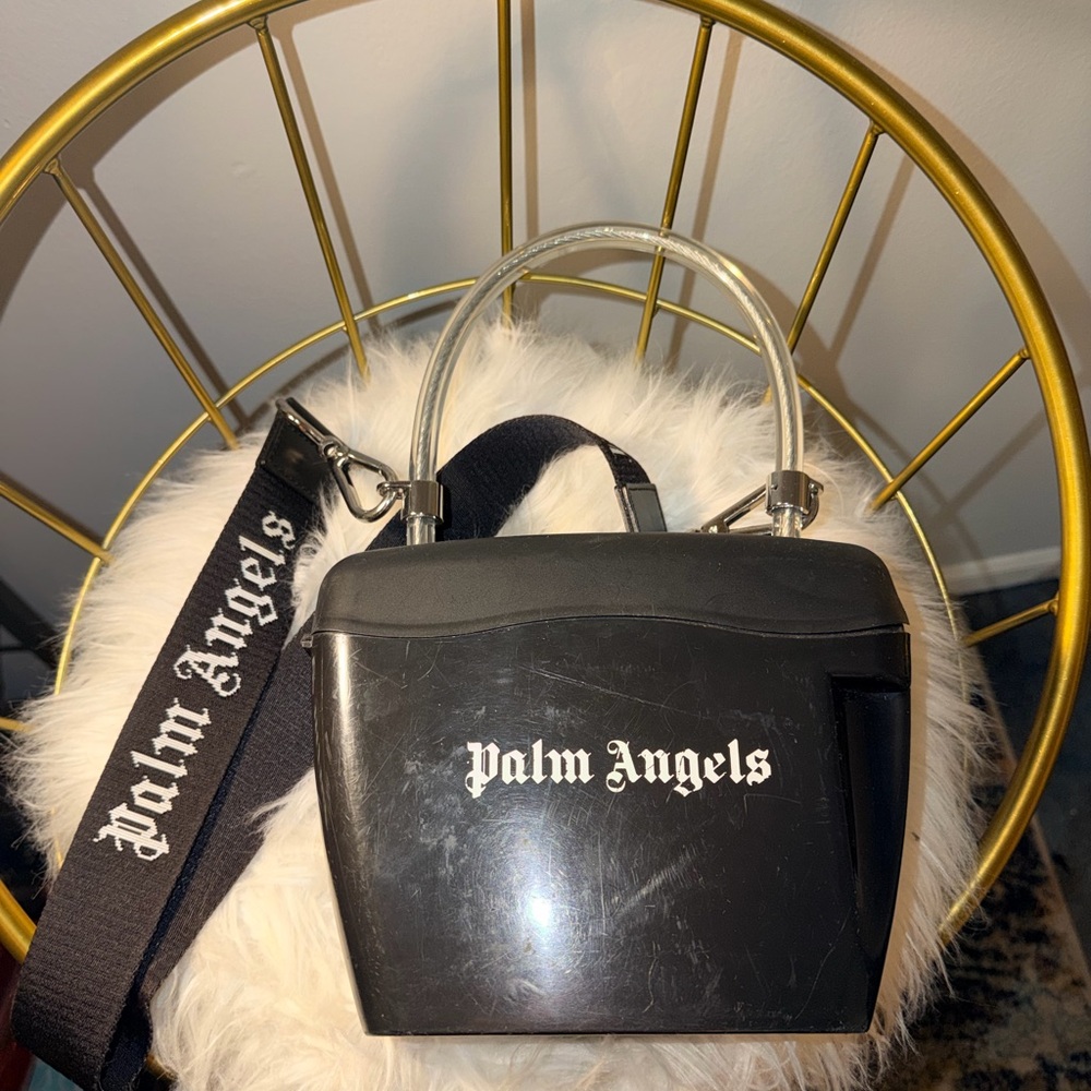 Palm Angels Black and White Padlock Crossbody Bag